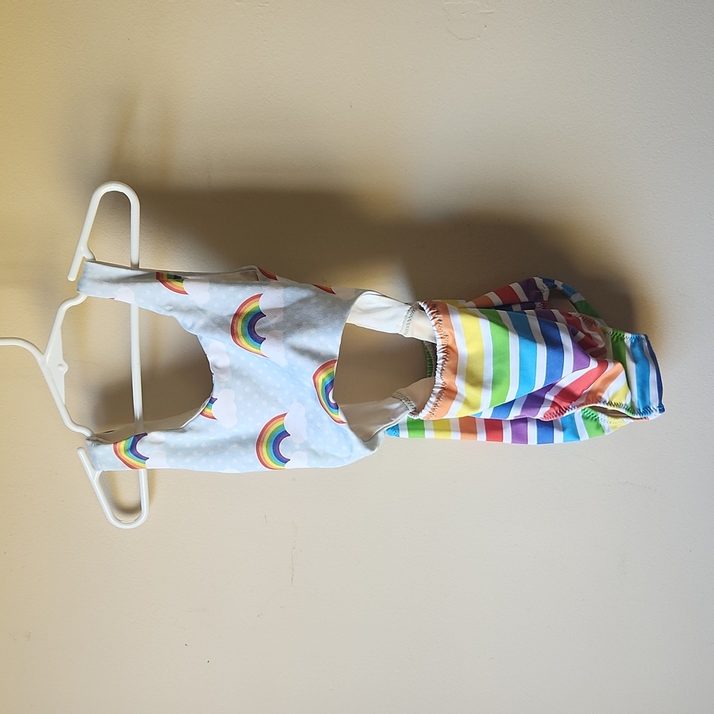 PH Threads Handmade In USA Size 6 One Piece Rainbow Girls Swimsuit
